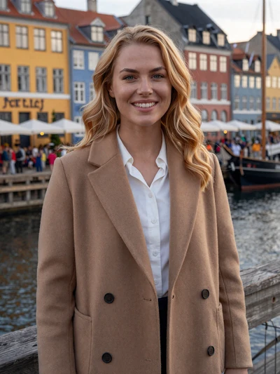 Freyja, 27, a verified Danish woman at Copenhagen Nyhavn waterfront