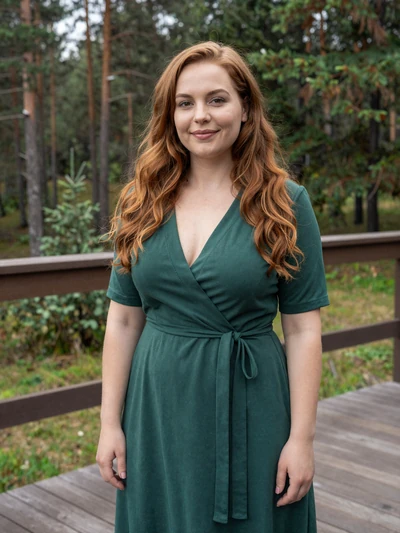 Simona, 33, a Lithuanian woman at a spa terrace in Druskininkai