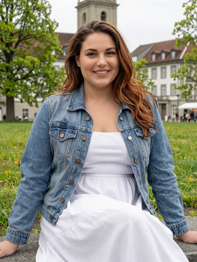 Valentina, 27, a Swiss woman with reddish-brown hair relaxing in a Winterthur city park