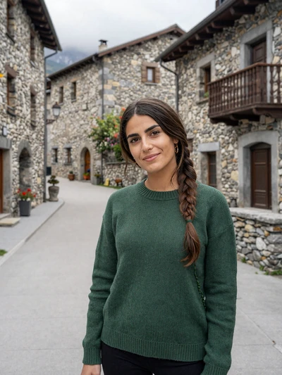 Mireia, 27, an Andorran woman with braided hair in the charming village of Ordino