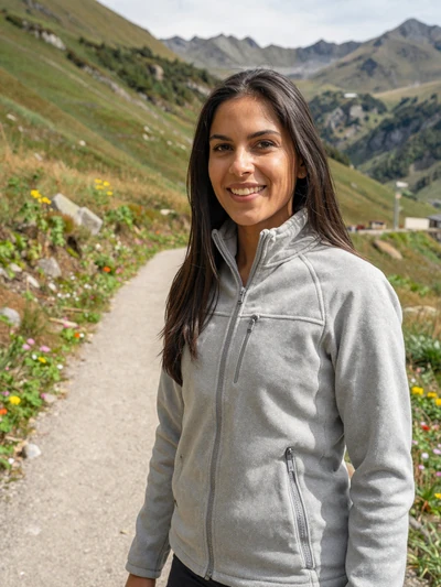 Laia, 26, an athletic Andorran woman on a Pyrenean trail near Encamp