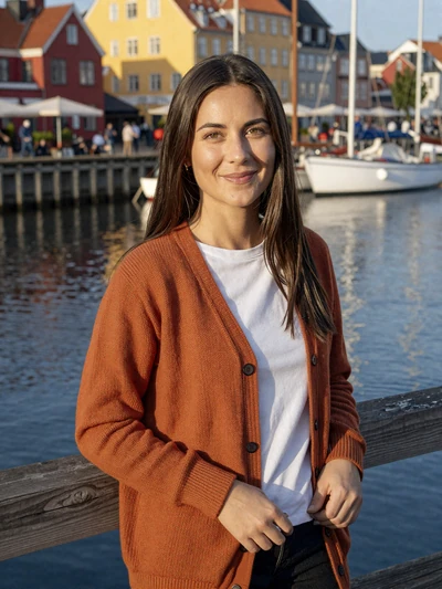 Mathilde, 29, a brunette Danish woman at the Horsens Fjord waterfront