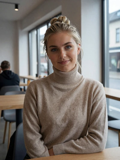 Linnea, 28, a verified Swedish woman at a Malmö cafe