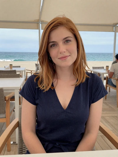 Paula, 33, an auburn-haired Spanish woman at a Valencia beachfront restaurant