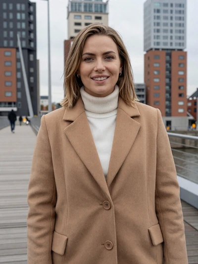 Sanne, 31, a light brown-haired Dutch woman near Rotterdam Erasmus Bridge
