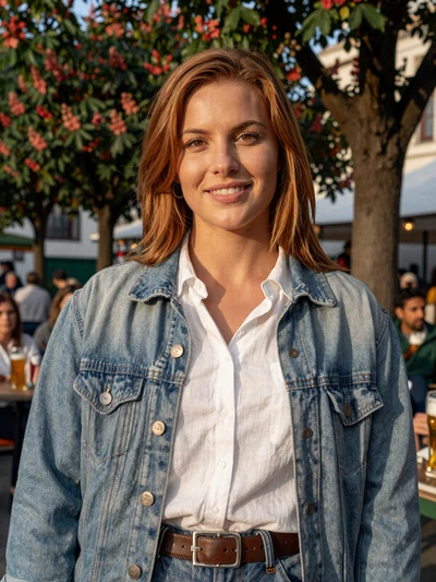Hannah, 31, a confident German woman in a Munich beer garden